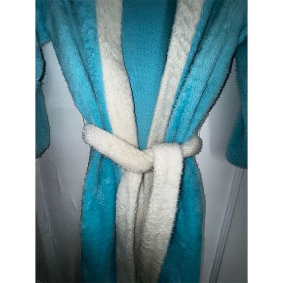 Vintage Sears Blue Plush Belted Robe 60s-70s Retro Style‎ SMALL Fuzzy cute Furry - Picture 4 of 6